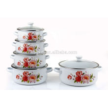 5Pcs porcelain enamel kitchenware cassrole with double handle